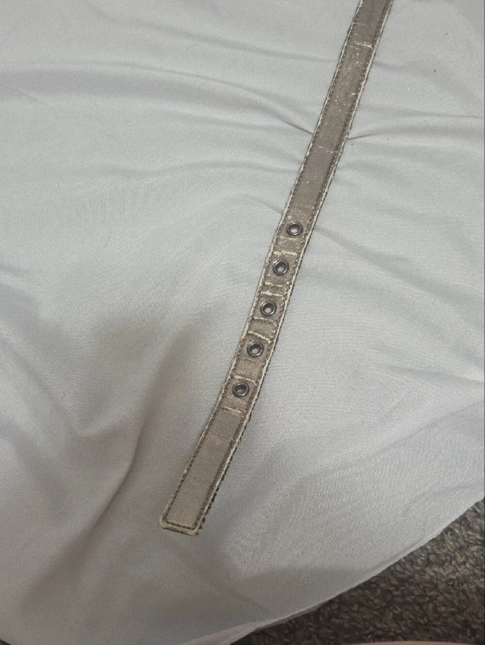 Textured Black & White Narrow Belt W/Metal Buckle, Waist Size 30-34
